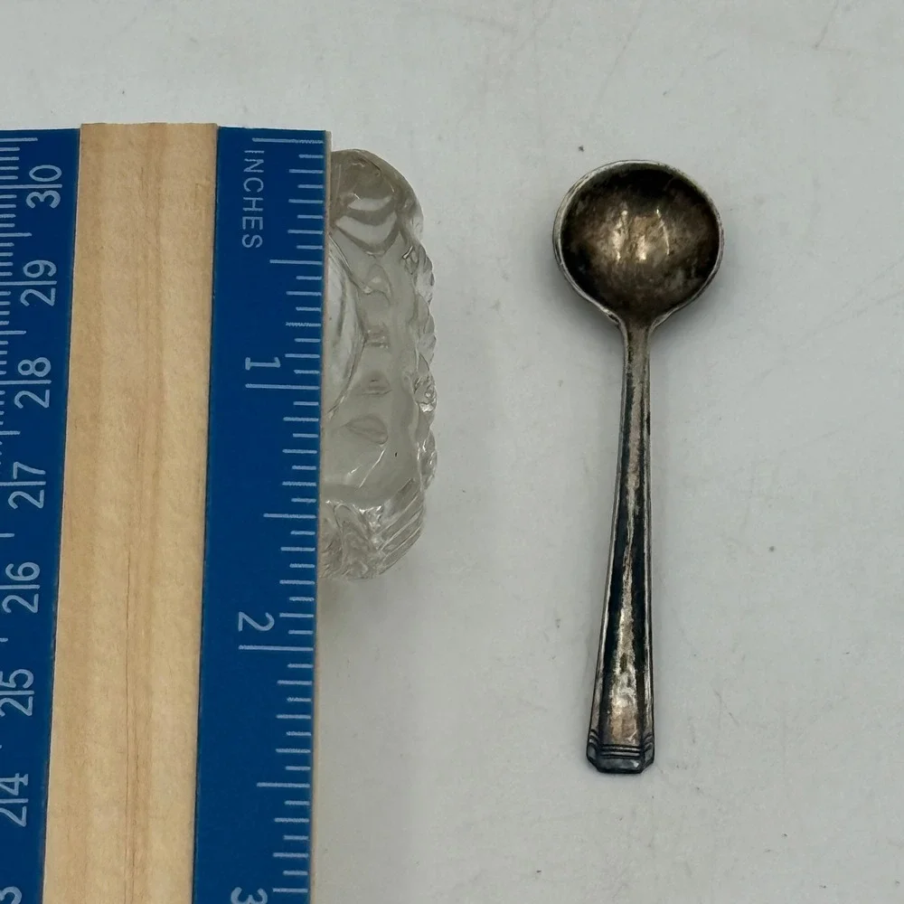 Westmorland Sterling Silver Salt Spoon and Glass Cellar Set with Original Box
